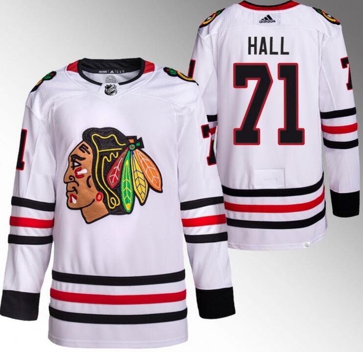 Chicago Blackhawks #71 Taylor Hall White Stitched Hockey Jersey